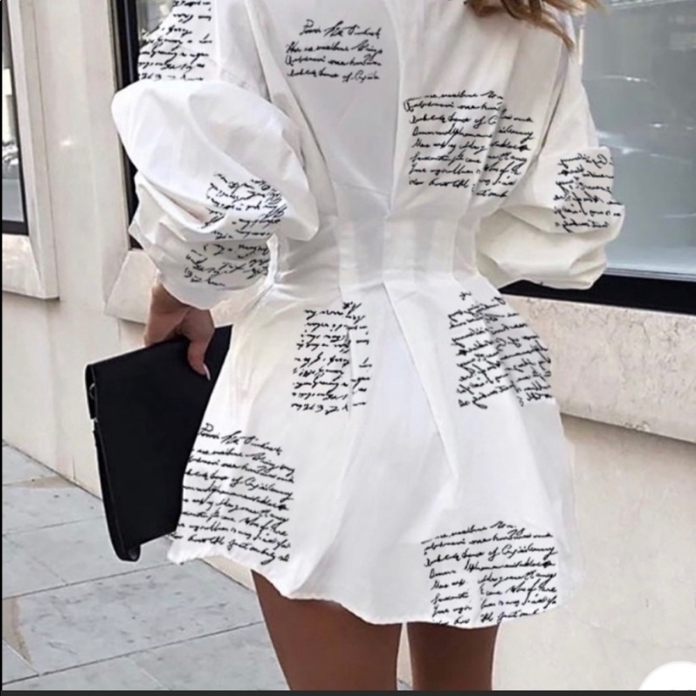 HP 🌟 RESTOCKED ~ Sexy White Letter Print Dress - Picture 2 of 11